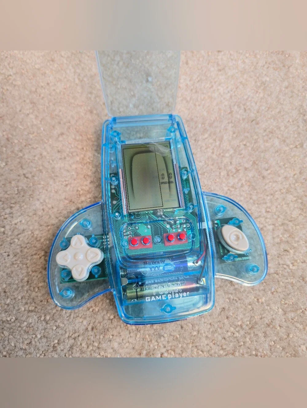 Blue POCKET GAME PLAYER, Portable Handheld Electronic Spaceship w/11 Video Games